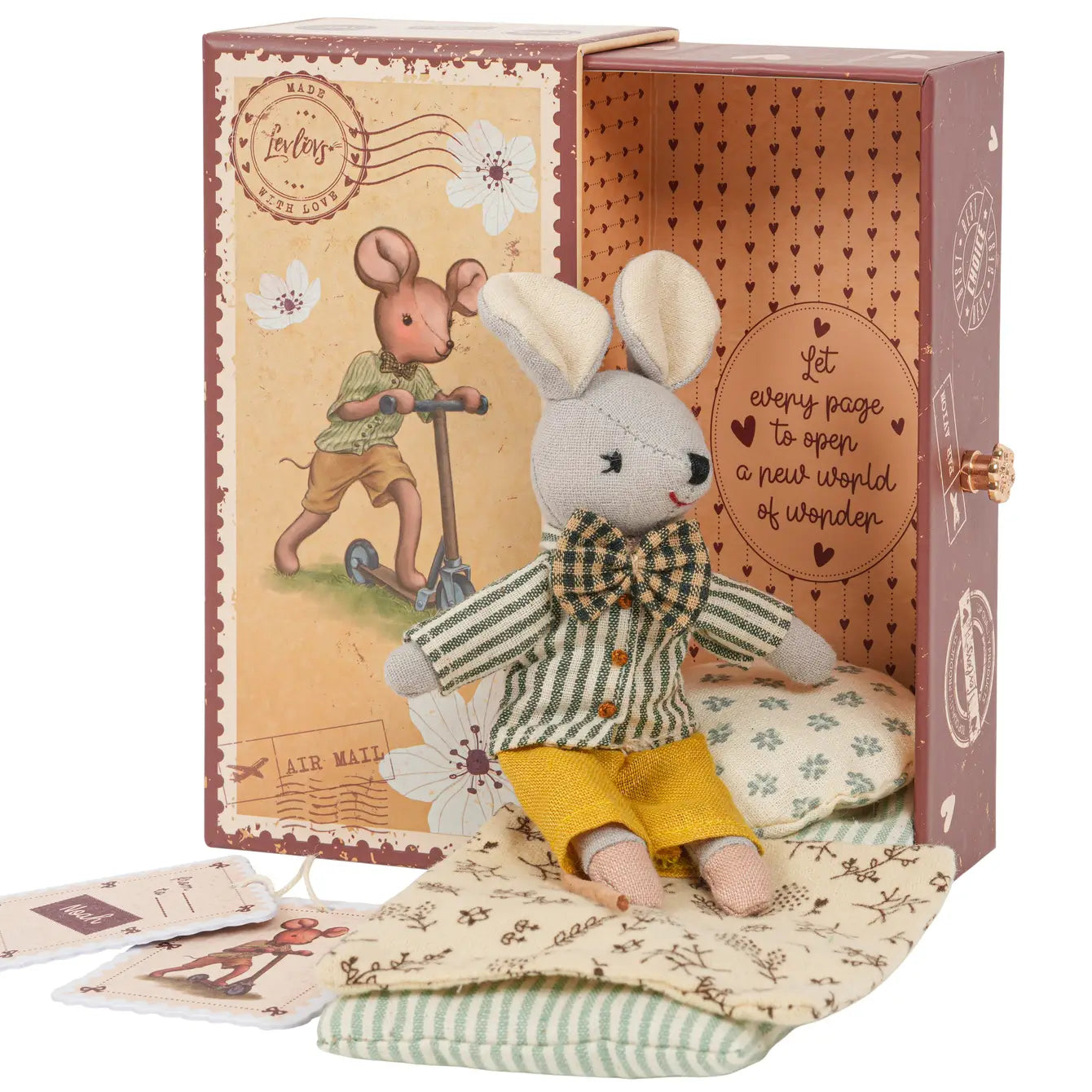 Levlovs Mouse Noah in Stamp Holder Box with Bedding