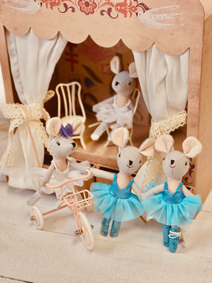 Ballerina Mouse and Friends in a Theater Box, with Magnetic Hands