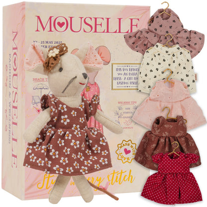 Mouselle toy with dresses and packaging
