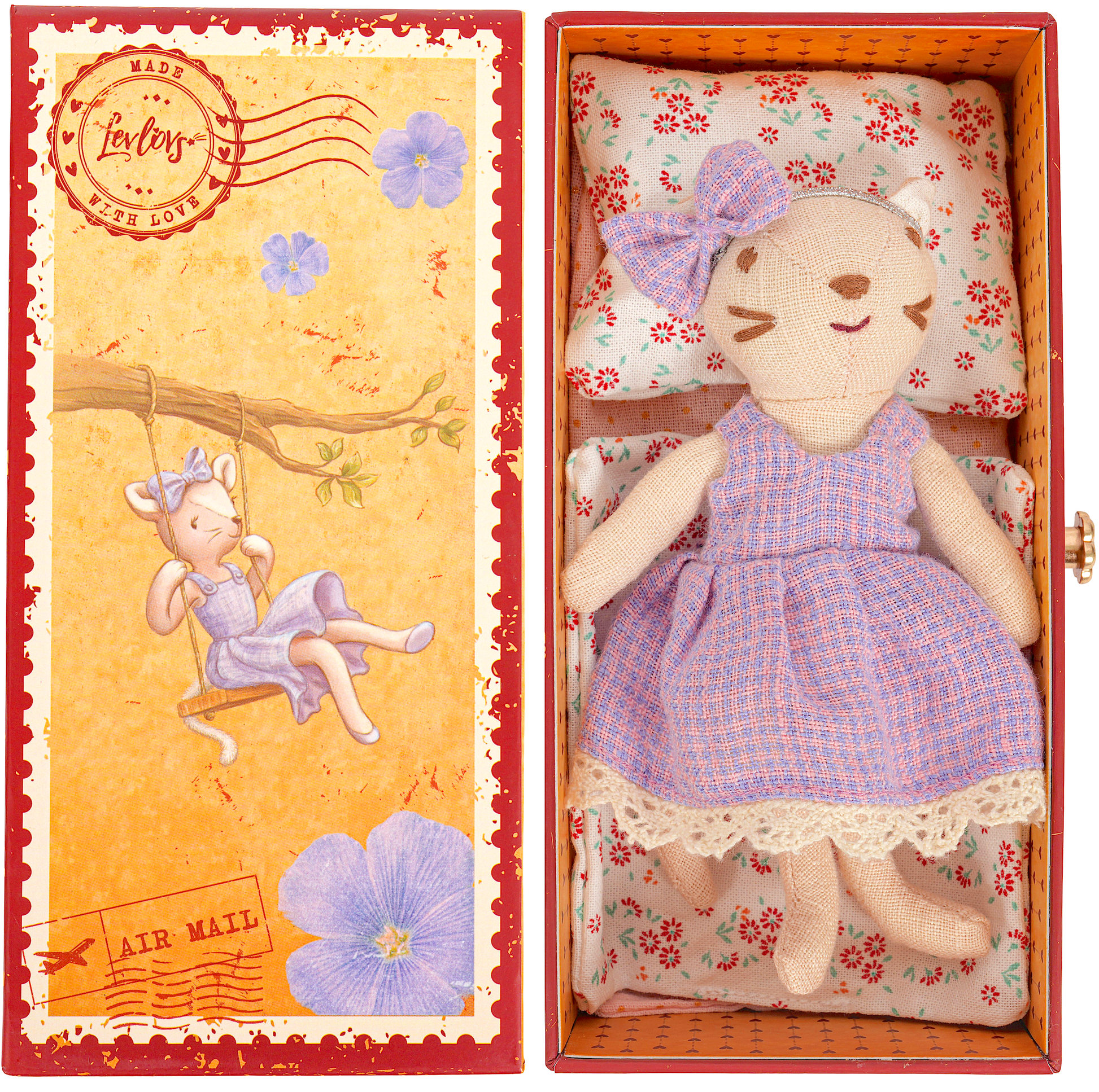 LEVLOVS CAT IN STAMP HOLDER BOX